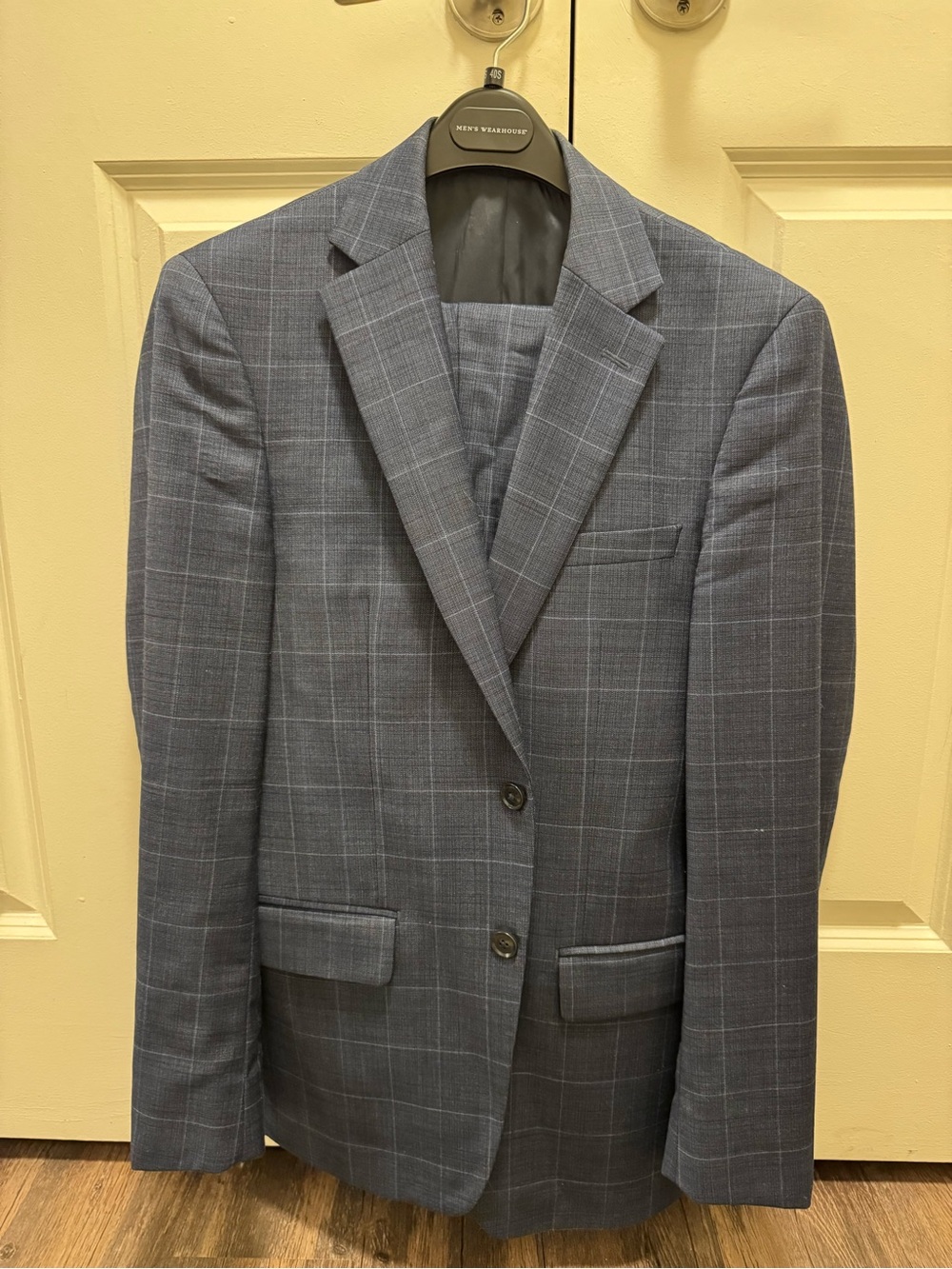 Calvin Klein Slim Fit Blue Windowpane Two-Piece Suit